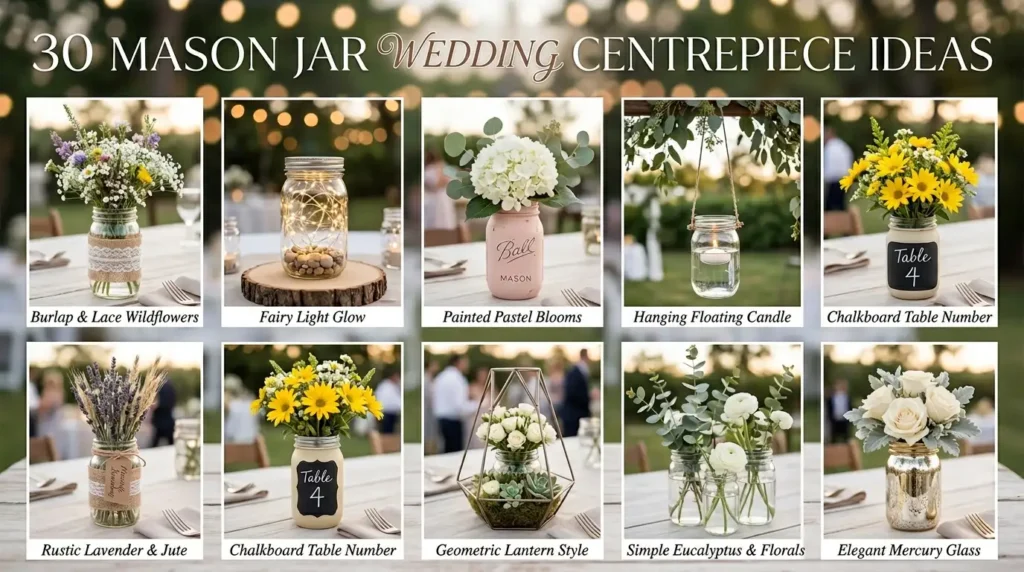 Mason Jar Wedding Centrepiece Ideas