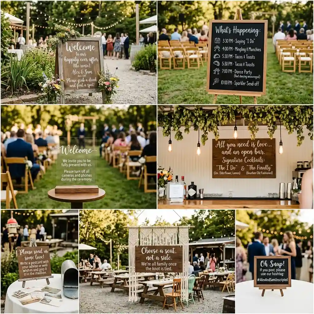 21 Use Creative Wedding Signs Throughout the Venue optimized