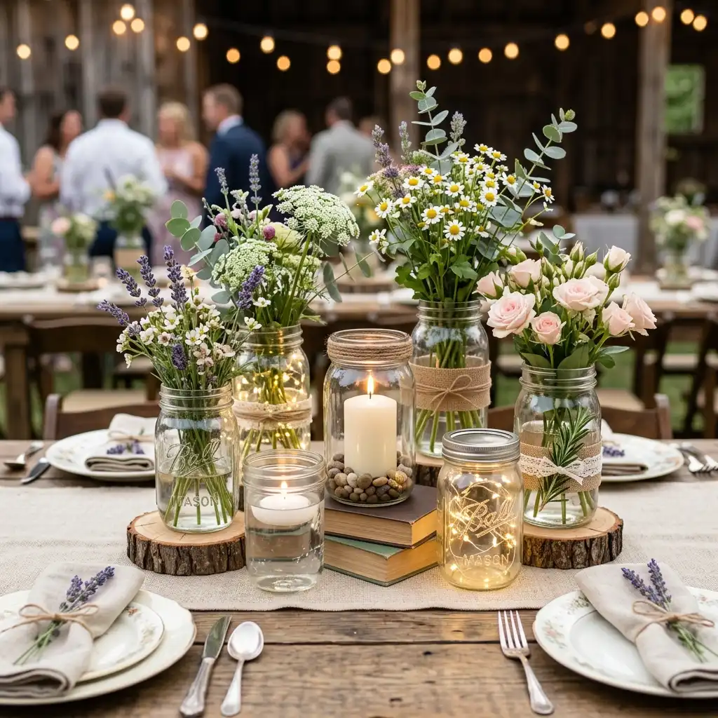 7 Replace Floral Centrepieces With Mason Jar Displays optimized